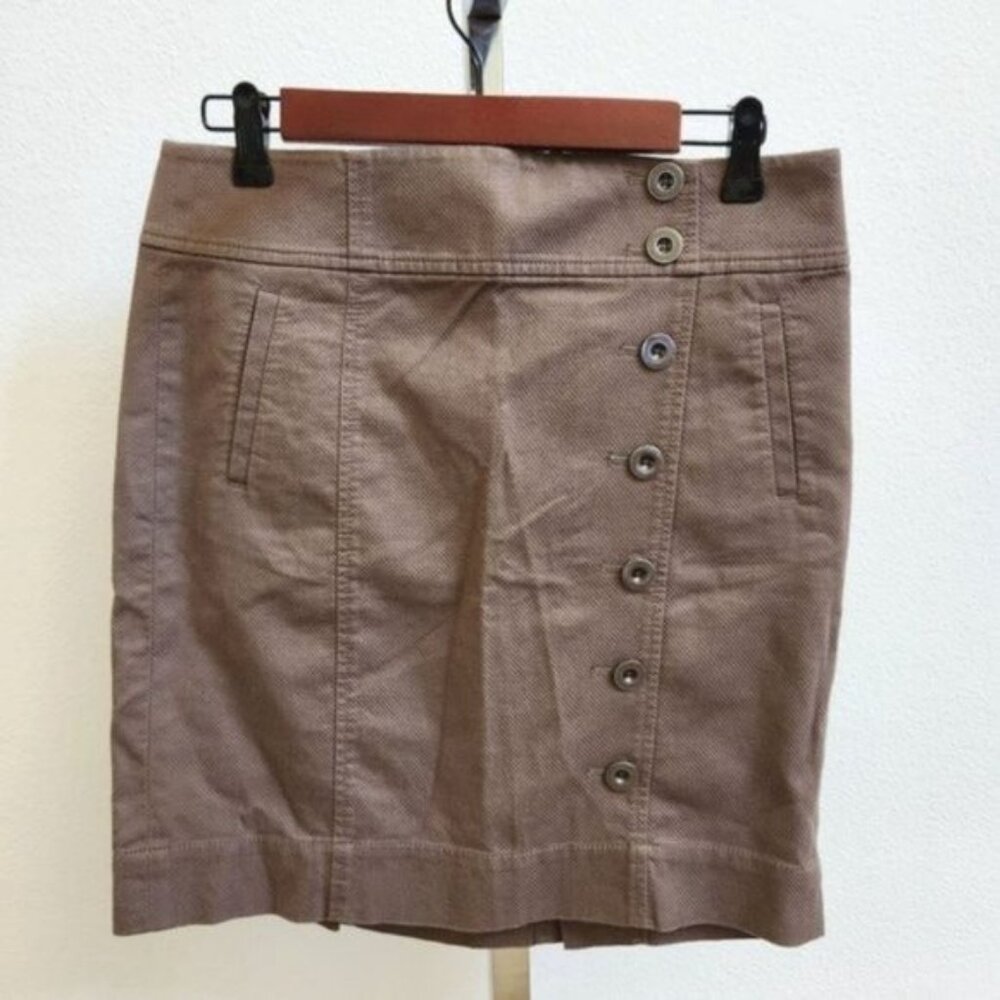 Ann Tylor Loft Brown Side Button Mini Skirt, size 4 - Picture 2 of 16